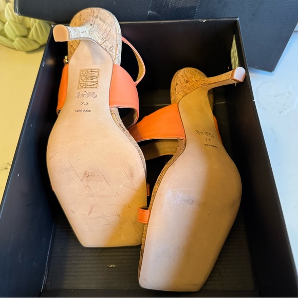 Coach Womens Kit Orange Tangerine Square Toe Heels Shoes Size 7.5 - Picture 7 of 7